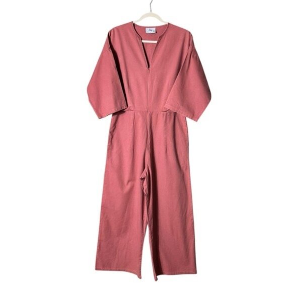 Loup Womens Jumpsuit Boilersuit Medium Wide Leg Coverall Utility Workwear Boho